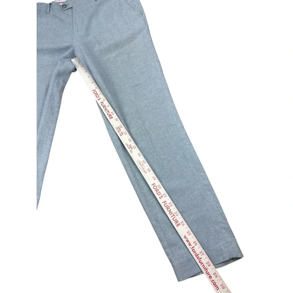 Gianni Feraud Light Blue Slim Fit Linen Blend Men's Pants 32x28 Summer